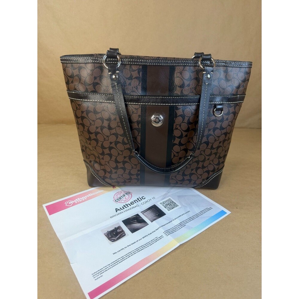 Coach F15137 Chelsea Heritage Stripe Signature C North South Tote AUTHENTICATED - Picture 16 of 16